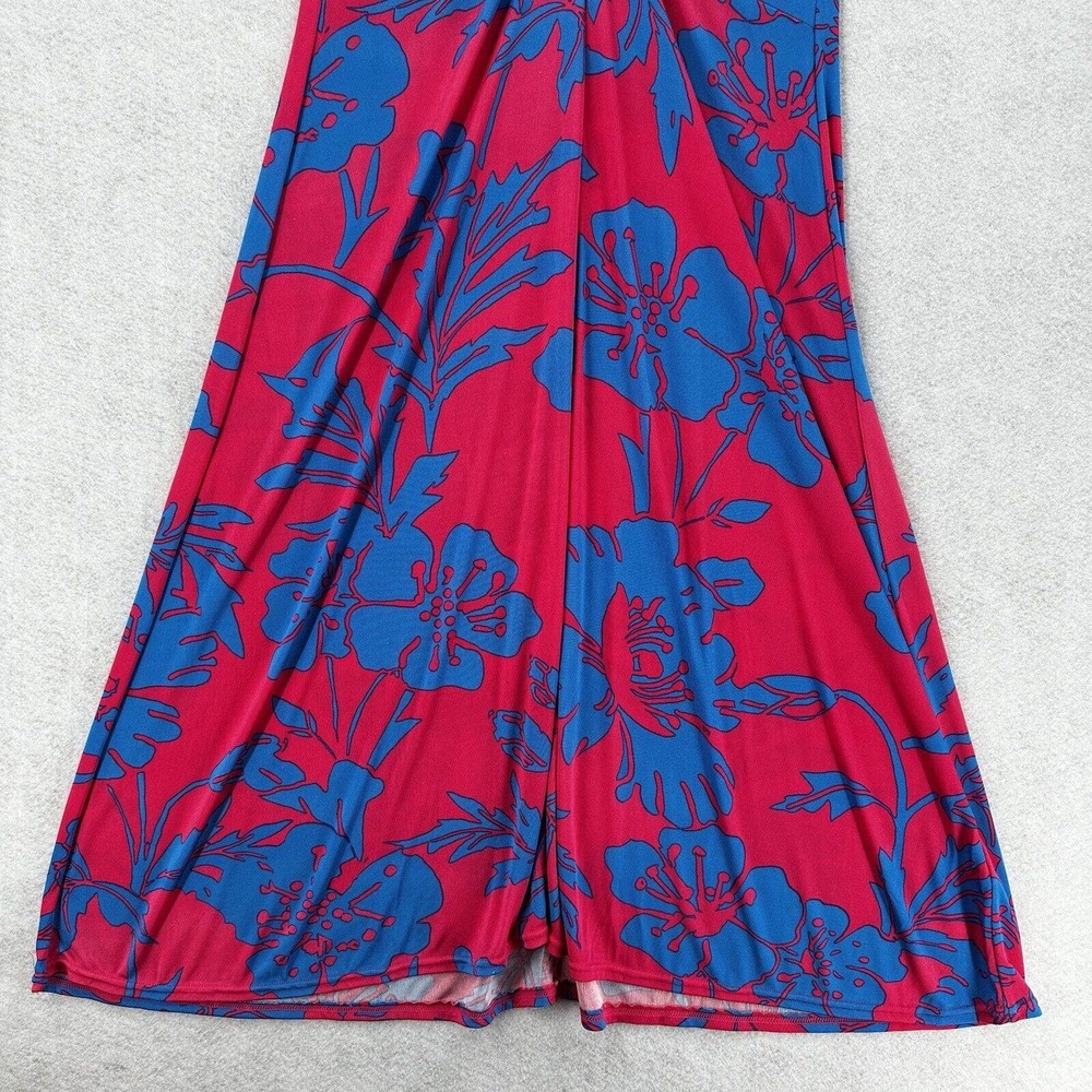 Free People Halter‎ Dress Womens SMALL Pink Blue Hawaiian Tropical Beach Midi - Picture 4 of 14